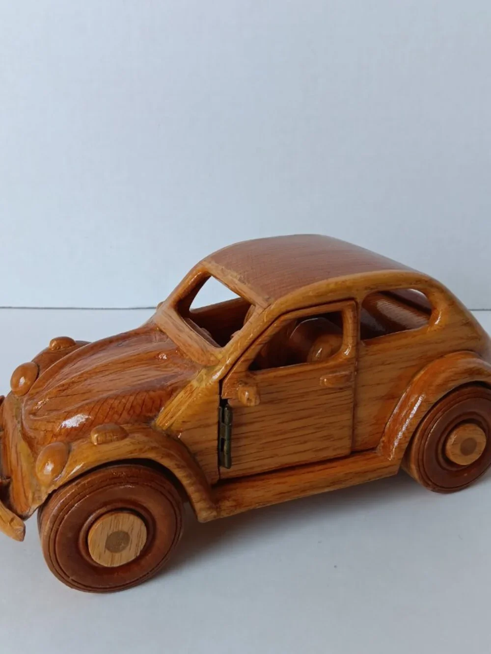 Handmade Oak Model Volkswagen  - 10 in (L)  x 4.5 in (W) - Working Doors/Wheels